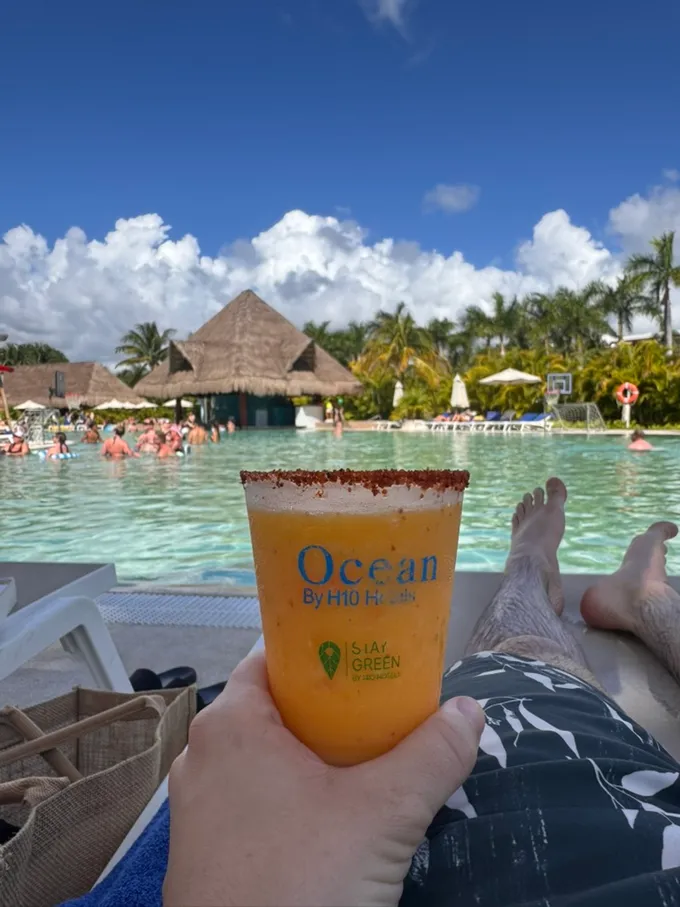 Working poolside in Cancun